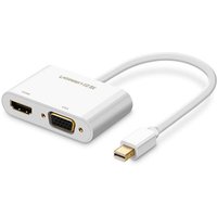(#23) 2 in 1 HD 1080P 4K Thunderbolt Mini DisplayPort DP to HDMI & VGA Plastic Shell Adapter Converter