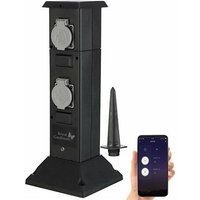 Royal Gardineer : Multiprise colonne de jardin connectée et intelligente avec 4 prises et commandes vocales