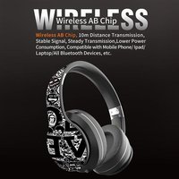 Casque Audio Bluetooth Sans Fil Design Graffiti Autonomie Longue Compatible Tous Rouge YONIS