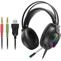 Casque audio lumière jeu Microphone stéréo supra-auriculaire 3,5 mm - Noir