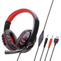 Casque audio jeu USB + 3,5 mm Microphone pour stéréo supra-auriculaire N-Switch - rouge