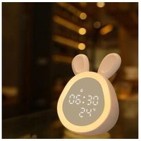 Mignon lapin led réveil bureau numérique horloge réveil lumière électronique temps température affichage décoration de la maison