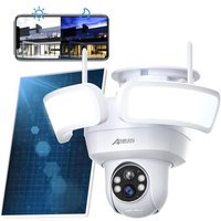 ANRAN Floodlight Camera de Surveillance à Projecteur PTZ 360° 2K 3MP HD WiFi Extérieur Solaire sans fil Éclairage Intelligent
