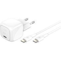 Chargeur secteur USB-C Belkin Power Delivery 30W Blanc + 2 câbles USB-C Blanc pour smartphone et tablettes