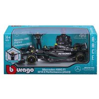 Voiture Bburago Mercedes Benz F1 1/24 Racing et figurine pilote Hamilton avec casque 2024