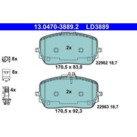 ATE Bremsbelagsatz, Scheibenbremse vorne rechts links mit Zubehör für MERCEDES-BENZ A0004203802 0004203802 0004203702 13.0470-3889.2 ATE Bremsbelagsatz, Scheibenbremse vorne rechts links mit Zubehör für MERCEDES-BENZ A0004203802 0004203802 0004203702 13.0470-3889.2