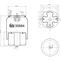 FEBI BILSTEIN Federbalg, Luftfederung Universal vorne rechts links mit Kolben 228mm für VOLVO 20554760 20479800 20452136 35884 FEBI BILSTEIN Federbalg, Luftfederung Universal vorne rechts links mit Kolben 228mm für VOLVO 20554760 20479800 20452136 35884