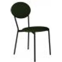 Cadeira Estofada Para Sala de Jantar Azuri Preto C01 Linho Verde Musgo - Lyam Decor