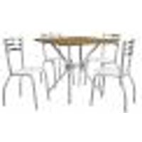 Conjunto de Mesa de Cozinha Quadrada com Tampo MDP e 4 Cadeiras Monique Corino Branco e Cromado