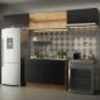 Cozinha Compacta Madesa Agata 280001 com Armário e Balcão - Rustic/Preto