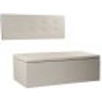 Kit Painel e Calçadeira Baú Queen 1,60m Berlim Corano Bege - Pallazio