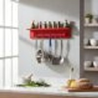 Prateleira para Temperos e Suporte Utensílios e Panelas Cozinha Estilo Industrial Vermelho Laca