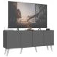Rack Retrô para TV até 50 Polegadas com 4 Portas Multimóveis MP1071 Grafite/Branco
