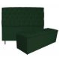 Kit Cabeceira e Calçadeira Liverpool 160 cm Queen Size Suede Verde - Amarena Móveis