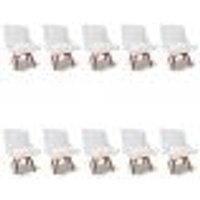 Kit 10 Cadeiras Estofadas Base Giratória de Madeira Lia Sintético Premium Branco - Ibiza