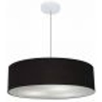 Pendente Cilíndrico Md-4221 Cúpula em Tecido 60x15cm Preto- Bivolt