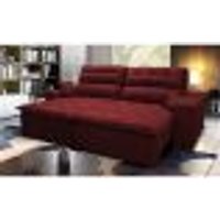 Sofá 2,62m Retrátil e Reclinável com Molas Cama inBox Confort Tecido Suede Velusoft Vinho