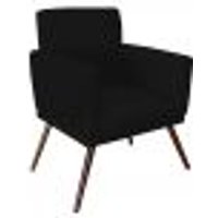 Poltrona Decorativa Nina Rodapé Suede Preto - DS Móveis