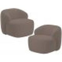 Kit 02 Poltronas Decorativa Fixa Orgânica Para Sala Living Barolo L06 Veludo Marrom - Lyam Decor