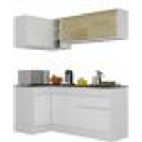 Armário de Cozinha Compacta de Canto com Rodapé Veneza Multimóveis V2091 Branco