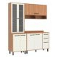 Armário de Cozinha Compacta Modulada 3 Peças com Balcão Havana Multimóveis CR20331 Rovere/Champanhe