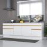 Kit 2 Balcões com Rodapé Gabinete Pia 150 cm e Cooktop 70 cm Veneza GW Multimóveis MP2108 Branco