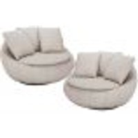 Kit 02 Poltronas Para Sala De Estar Decorativa Giratória Kira M03 Linho Cru - Lyam Decor