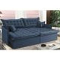 Sofá Sem Caixa Retrátil e Reclinável 1,75m Cama inBox Versátil Suede Velusoft Azul