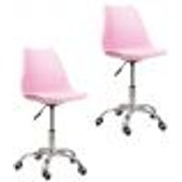 Kit 2 Cadeiras Office Base Cromada Com Rodizio Girat¢ria Saarinen Rosa