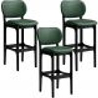 Kit 3 Banquetas Alta Bar Cozinha Sala Jantar Fixa Betta L02 Preto Facto Verde Musgo - Lyam Decor