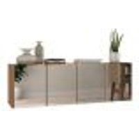 Aparador Buffet Suspenso com Espelhos 4 Portas Multimóveis MP8005 Rustic