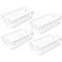 Conjunto 4 Organizadores de Prateleira Multiuso 30X15X7cm Caixa Organizadora Transparente Com Alças Clear OU.