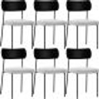 Kit 06 Cadeiras Estofadas Para Sala De Jantar Melina L02 CourÃssimo Preto Bouclê Cinza - Lyam Decor