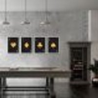 Quadro Cartas As de Naipes Gold 123x43 4-43x30 Caixa Branco