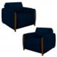 Kit 2 Poltronas Decorativas para Sala de Estar 98cm Amaranto M22 Veludo Azul Marinho - Mpozenato