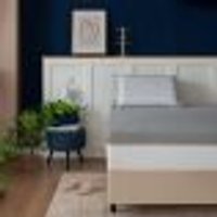 Cama Box King Bege com Colchão Guldi Dream Mola Ensacada (30x193x203) e 2 Travesseiros Guldi Soft Nasa Cinza e Branco