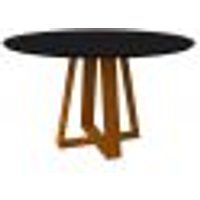 Mesa de Jantar Redonda com Tampo de Vidro Vitoria Preta e Ype 135 cm