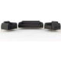 Kit Sofá 3 Lugares 210cm Com 2 Poltronas Molino Pés D'ouro D02 Linho Cinza Escuro C-416 - Lyam Decor
