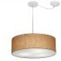Pendente CilÃndrico Com Desvio Md-4222 Cúpula em Tecido 45x15cm Palha - Bivolt