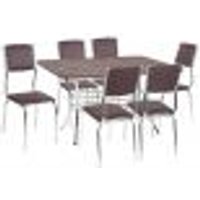 Conjunto Mesa de Jantar 137cm com 6 Cadeiras Multimóveis CR50139 Nogueira/Marrom