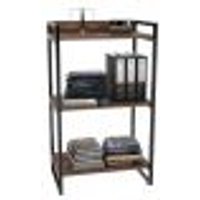 Estante Livreiro Multiuso Prisma Estilo Industrial 60cm 3 Prateleiras C08 Nogal - Mpozenato