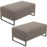 Kit 02 Puffs Decorativo Sala De Estar Cléo 90cm W01 Base Ferro Preto Bouclê Bege - Lyam Decor