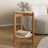 Mesa de Cabeceira Manchester Off White/Cedro
