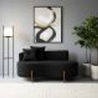 Sofá Orgânico 2 Lugares C/2 Almofadas Curvo Sala Recepção Luna Boucle Preto - Montanaris Decor