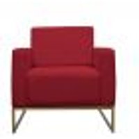 Poltrona Decorativa Leticia Slim Com Base de Metal Suede Vermelho - DS Estofados