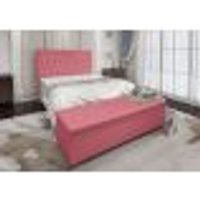 Conjunto Cabeceira Casal e Recamier Baú 1,40m Madrid Suede Rosa Dal Poz Estofados
