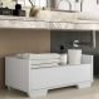 Gabinete Balcão Banheiro 80 cm c/ Pés Quadrados Multimóveis Branco