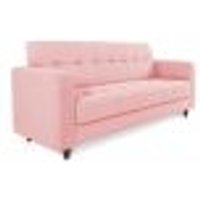 Sofá 03 Lugares Arezzo Suede Rosa Bebê Pés Chanfrado Tabaco - D'Rossi