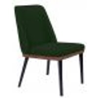 Cadeira de Jantar Bahia Suede Verde Pés Chanfrado Tabaco - D'Rossi