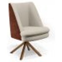 Poltrona Decorativa Base Giratória Pérsia D02 Linho Bege C-107 Corano Marrom B-38 - Lyam Decor